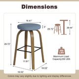Set of 2 Fabric Bar Stool Swivel Blue
