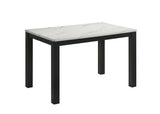White Faux Marble Black Finish Rectangular Dining Table
