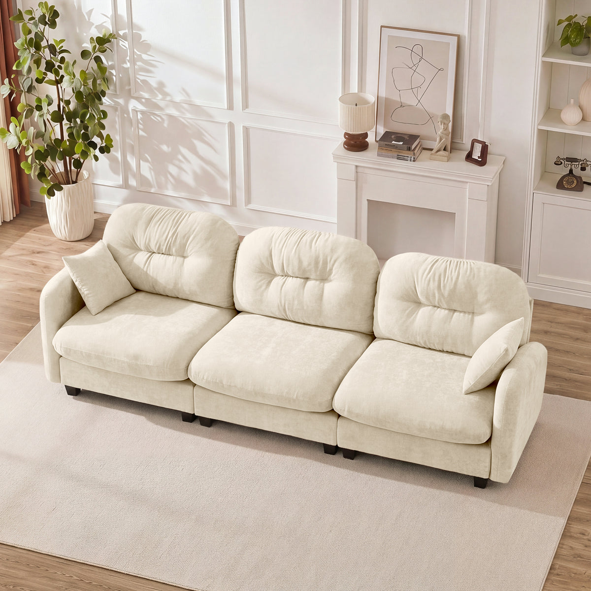 Modular Chenille Sectional Sofa Beige