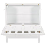 Farmhouse Style Solid Pine Murphy Bed Chest Cube with Charging Station and Storage Drawer, Full, White