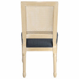 Grey Upholstered Dining Chairs Set of 2 Rattan Back