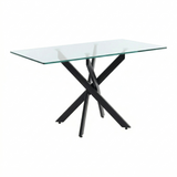 Rectangular Glass Dining Table Black 47"