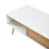 Solid Wood Coffee Table with Storage White