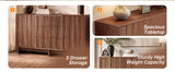 59.1" Buffet Sideboard with 2 Doors and 3 Drawers, Walnut Finish