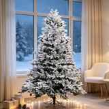 7 FT Snow‑Flocked PE/PVC Hybrid Christmas Tree, Realistic Snow Effect Artificial