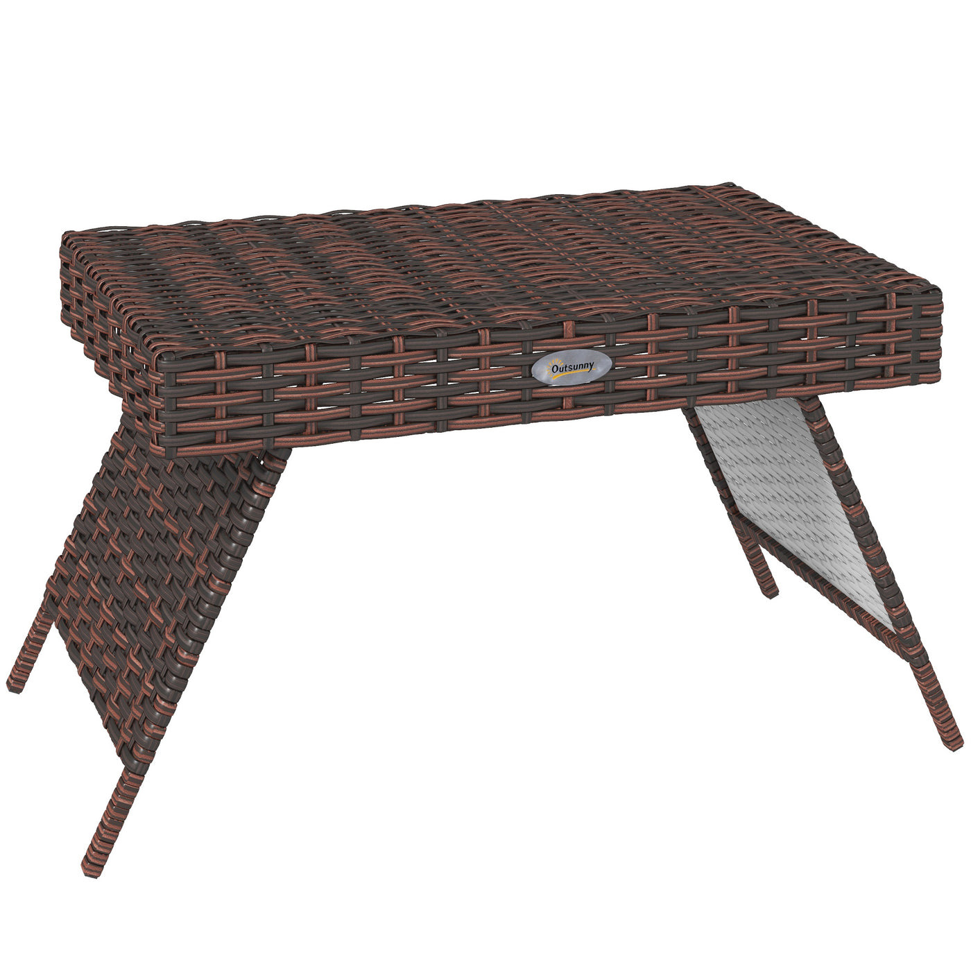 Hand Woven PE Rattan Folding Side Table, Brown