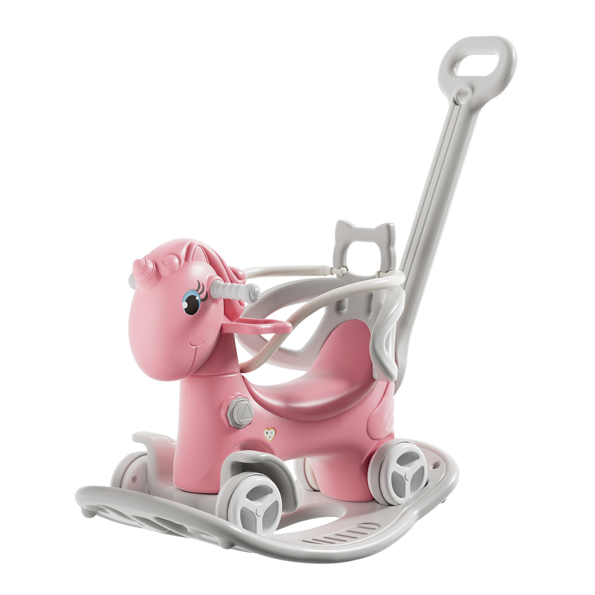 Unicorn Rocking Horse for Toddlers, Ride On Toy with Push Handle and Balance Boa