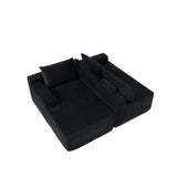 L-Shape Modular Fabric Sectional Sofa with Chaise Black 97"