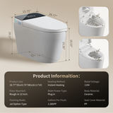 Tankless Smart Toilet With Bidet Built In, One-piece Bidet Toilet Seat