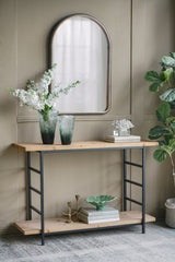 48x16x32 2-Tier Wood Iron Console Table Black Industrial