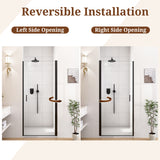 34" W x 72" H Semi-Frameless Circular Pivot Shower Door in Matte Black