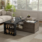 Farmhouse Lift Top Coffee Table With Barn Doors Storage