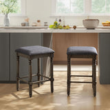 Swivel Counter Stools - Rubber Wood - Washed Gray - Set of 2