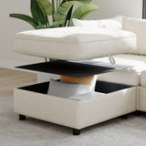 Chenille Loveseat with Storage Beige 68"