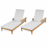 Chaise Lounge Acacia Wood Wicker Gray Cushion 4 Position 76.77in