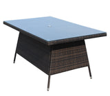 Rectangular Tempered Glass Outdoor Patio Dining Table