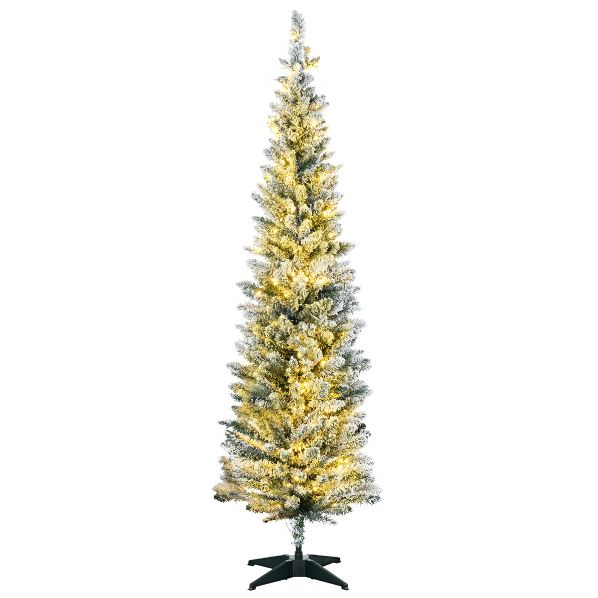HOMCOM 5' Tall Pre-Lit Slim Noble Fir Artificial Christmas Tree with 110 Warm Wh