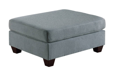 Grey Linen Ottoman with Wooden Legs