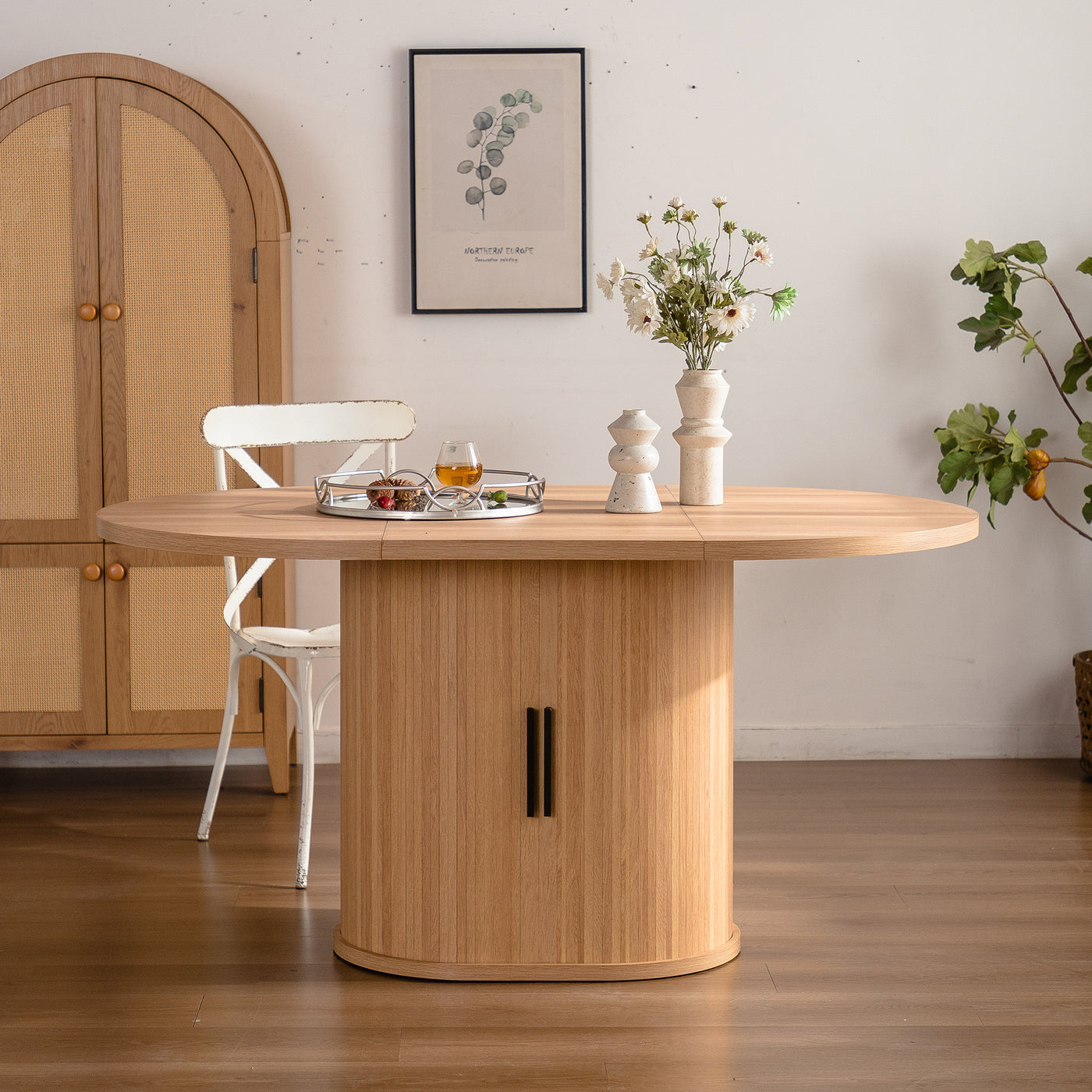 59" Oval Dining Table 4-6 Person Kitchen Storage Shelf