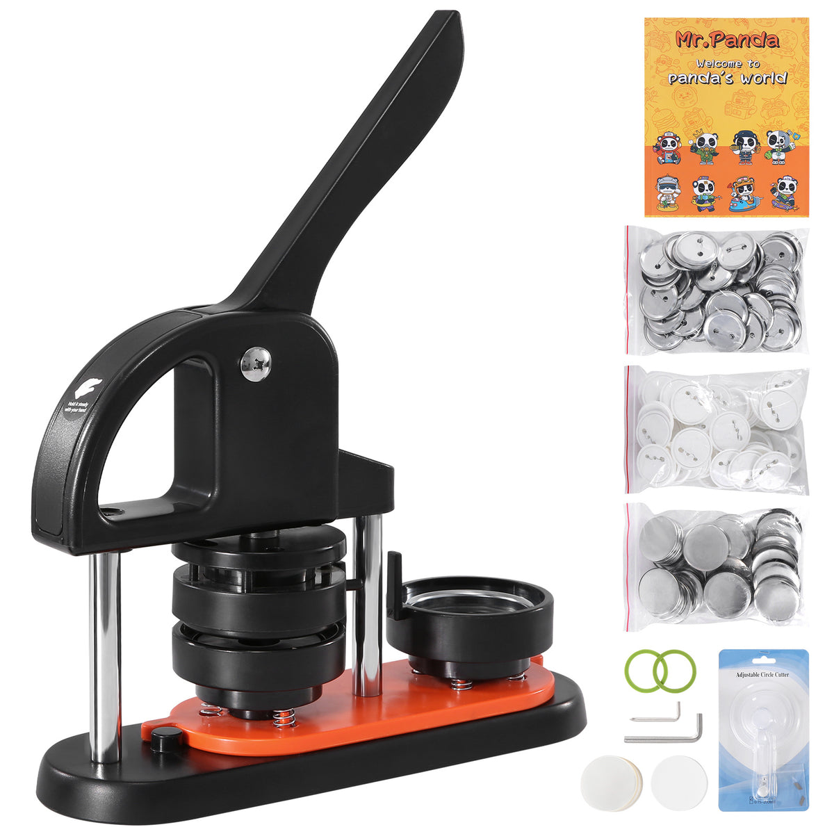 Button Maker Machine, 2.28 inch/58mm Pin Maker with 100pcs Button Parts, Ergonom