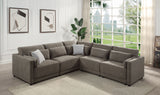 Rylie Brown Linen 5-Piece Modular Sectional Sofa with Pillows