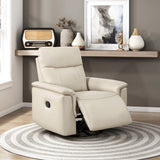 Taupe Leather Swivel Recliner Chair with Gliding Motion