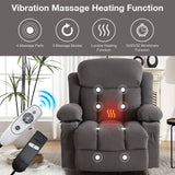 Power Lift Recliner Chair with Heat Massage USB Port Grey
