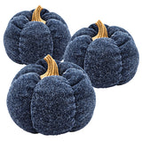 Set of 3 Dark Blue Pumpkin Ornaments 7.5x7.5x5.7 Fall Harvest