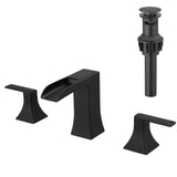 Black 8" Widespread Bathroom Sink Faucet 3 Hole Double Lever