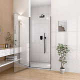 30" W x 72" H Semi-Frameless Circular Pivot Shower Door in Matte Black