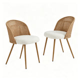 Metal Dining Chair Beige/Brown