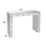 Mirrored Console Table - Faux Rhinestone Inlay - Sled Base - Assembled