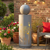 34.25"H Light Gray Metal Outdoor Water Fountain LED Lights