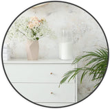 30 Inch Black Metal Framed Round Bathroom Mirror