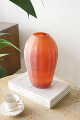 Decorative Glass Flower Vase Terracotta 6.5x10.5 Inch