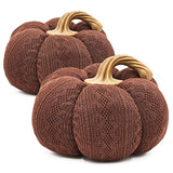 Set of 2 Dark Brown Pumpkin Ornaments 8.3x8.3x5.3" Fall Harvest