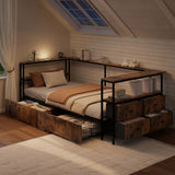 Twin Engineered Wood Platform Bed with Storage Drawers Black
