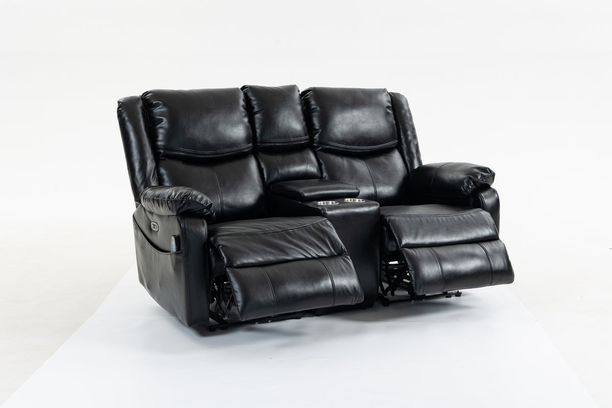 Faux Leather Loveseat Black