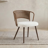 Set of 2 Metal Dining Chair Beige/Dark Walnut
