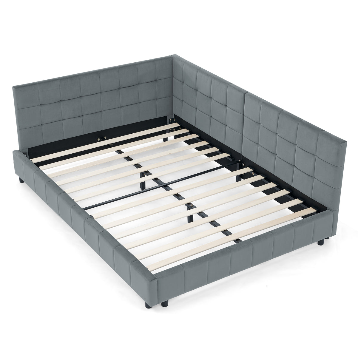 Full Upholstered Platform Bed Grey