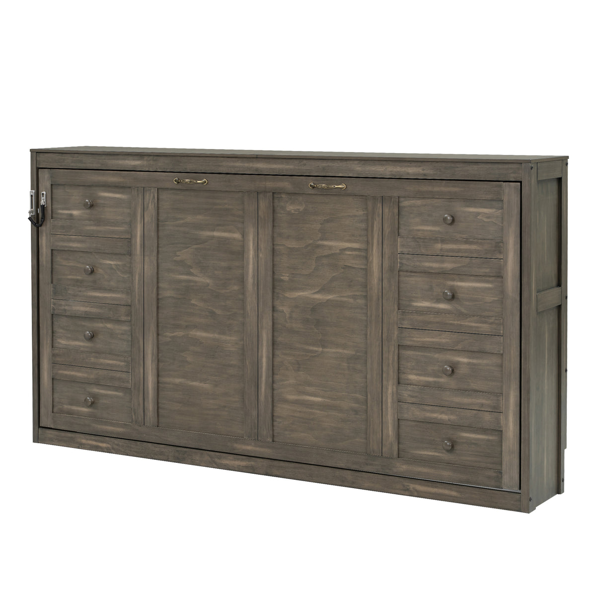 Twin Solid Wood Murphy Bed Brown