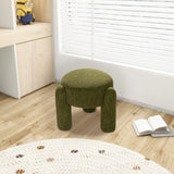 Round Ottoman - Moss Green Boucle - Fully Upholstered - 20.5"