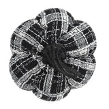 Set of 2, 7x7x7' Fabric Light Black White Plaid Pumpkin, for Holiday Halloween D