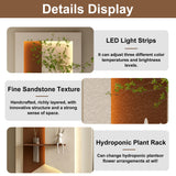 Adjustable 3-Color LED Sandstone Wall Decor with Simulated Green Plants