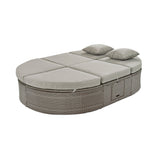 Outdoor Reclining Daybed Rattan Gray 3-Position Adjustable