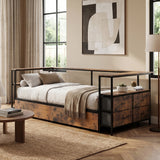 Twin Engineered Wood Platform Bed with Storage Drawers Black