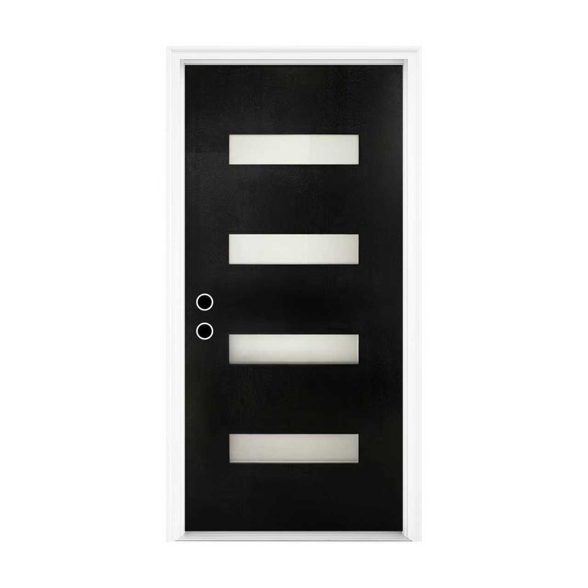 36 x 80 Inch FRP Entry Door with Frosted Glass - Contemporary Style
