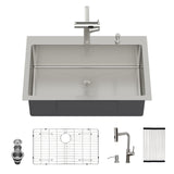 30" Drop-in Kitchen Sink with Pull-out Faucet and Soap Dispenser