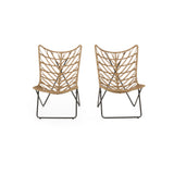 Boho Modern Wicker Rattan Accent Chair Light Brown 34x36