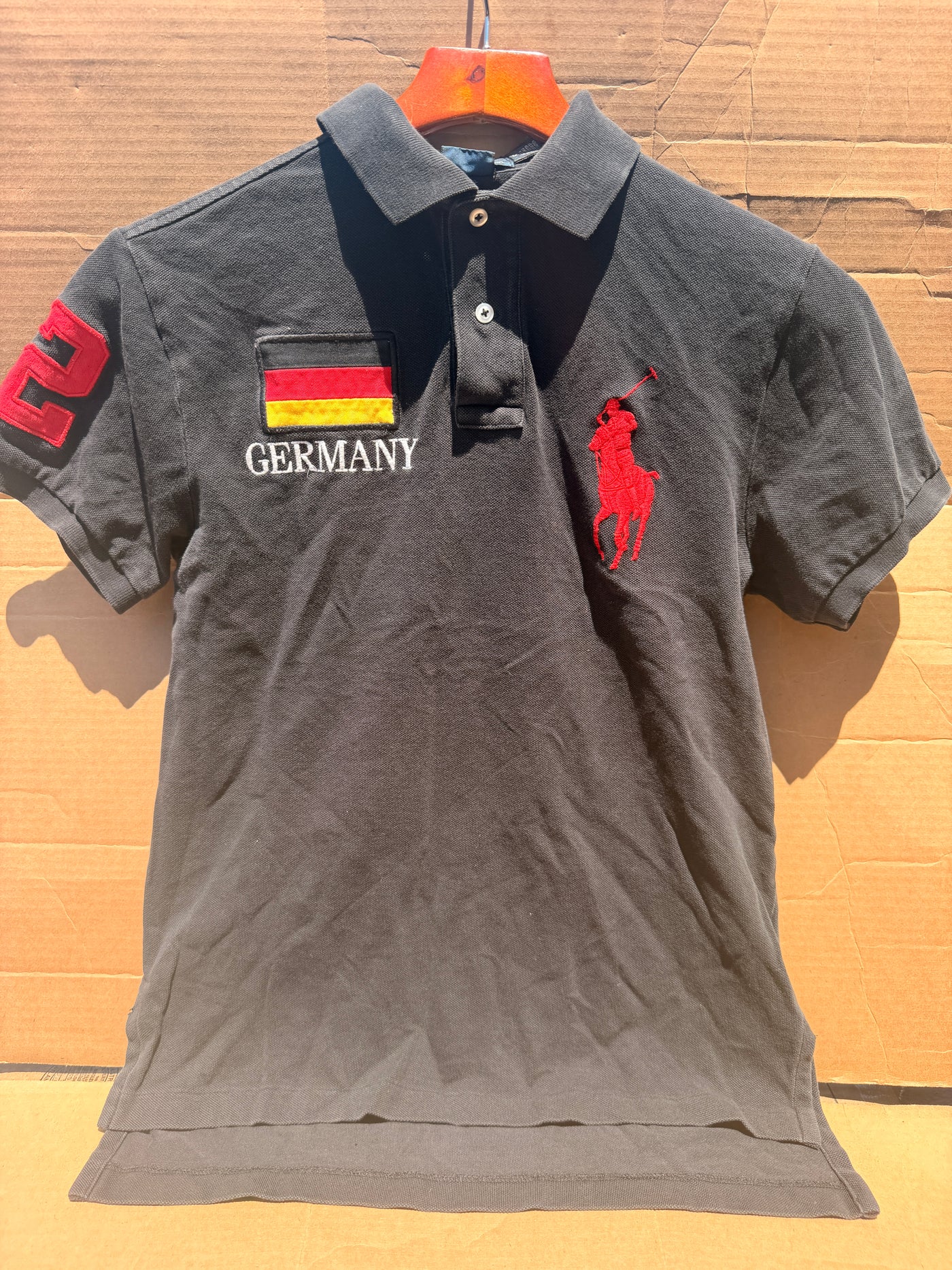 Polo Ralph Lauren Big Pony Custom Fit Germany Edition Polo Shirt - Dark Grey - Size S